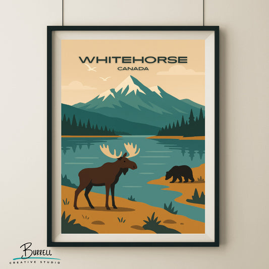 Whitehorse Canada Wildlife Travel Poster & Wall Art Poster Print