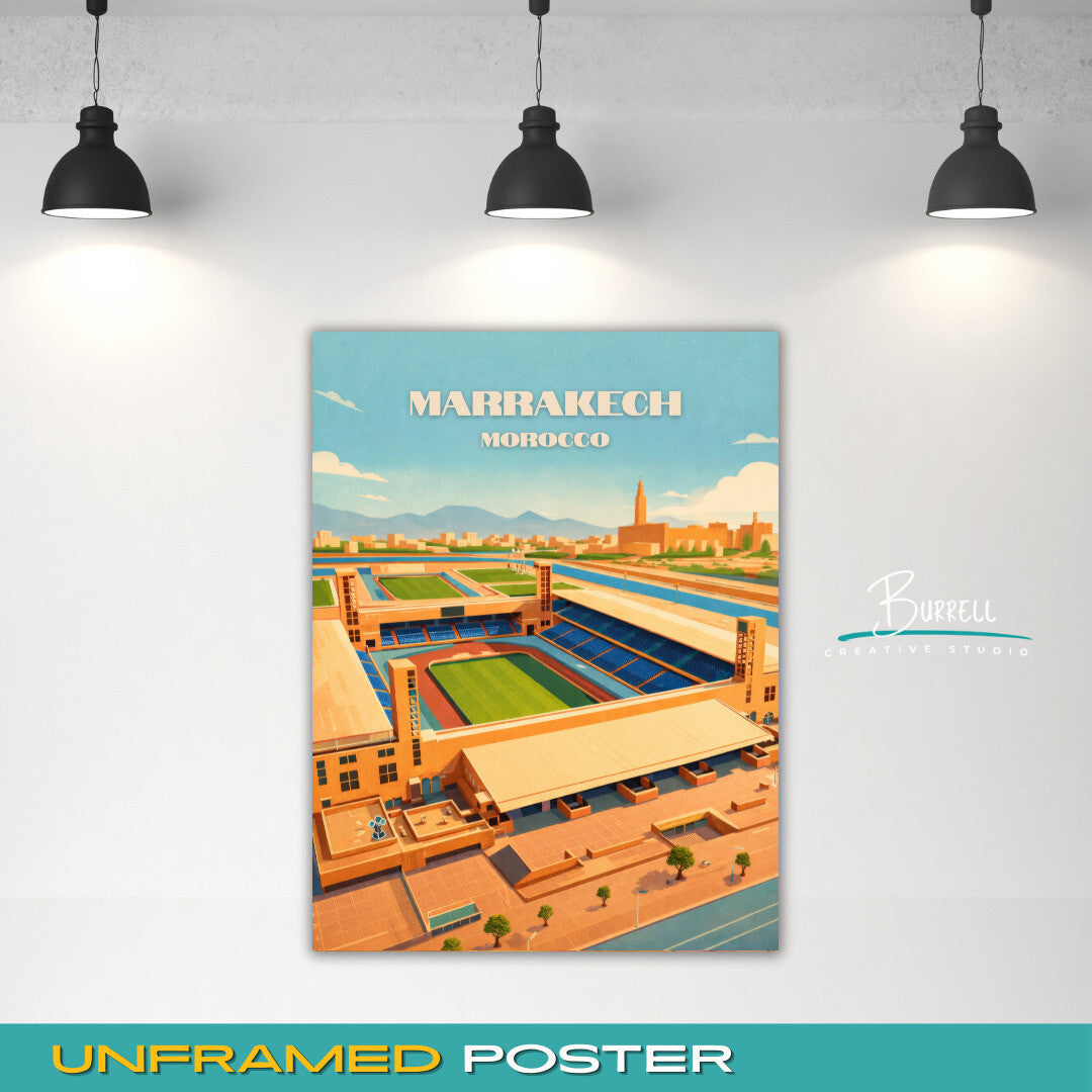 Marrakech Morocco Grand Stadium Travel Poster & Wall Art Poster Print