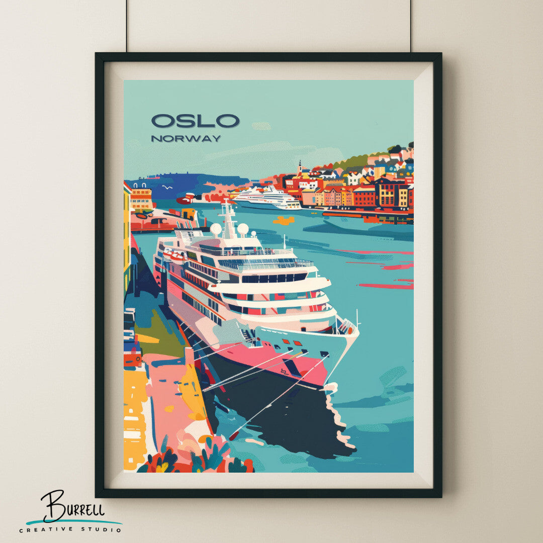 Oslo Norway Cruise Port Travel Poster & Wall Art Poster Print