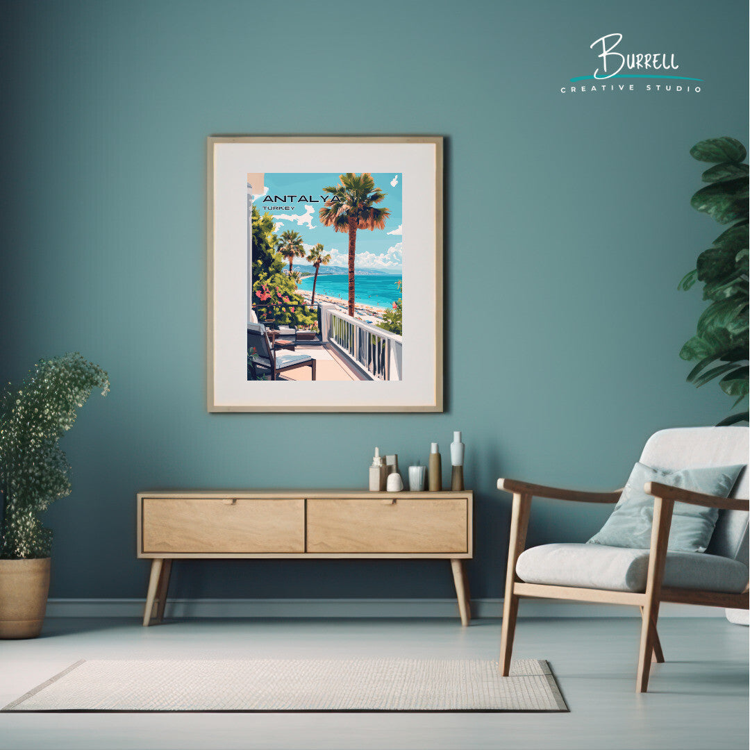 Antalya Türkiye Lara Beach View Travel Poster & Wall Art Poster Print