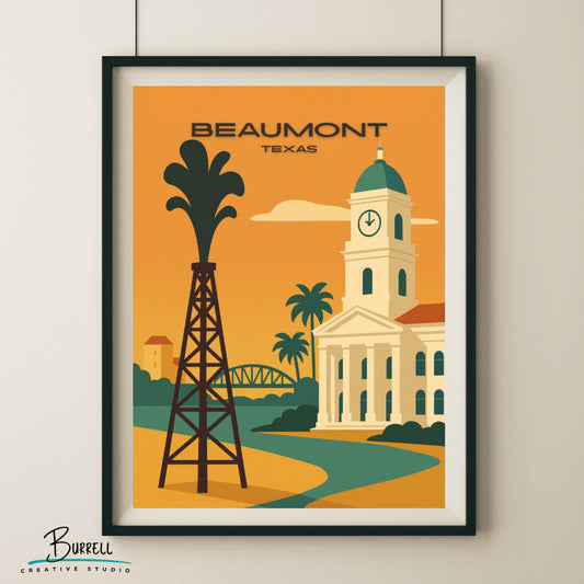 Beaumont Texas Unique Attractions 2 Travel Poster & Wall Art Poster Print