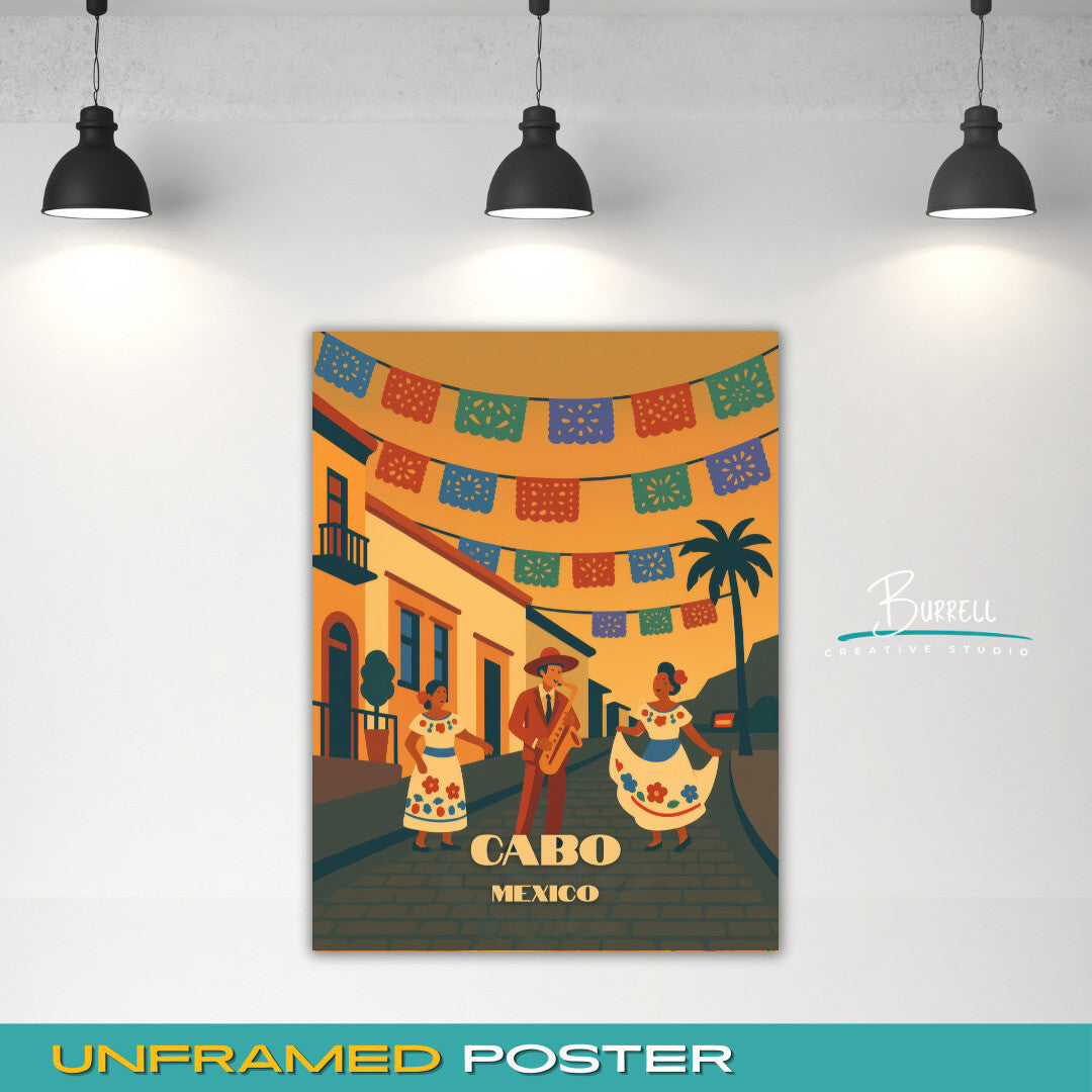 Cabo Mexico San Jose Art District Travel Poster & Wall Art Poster Print