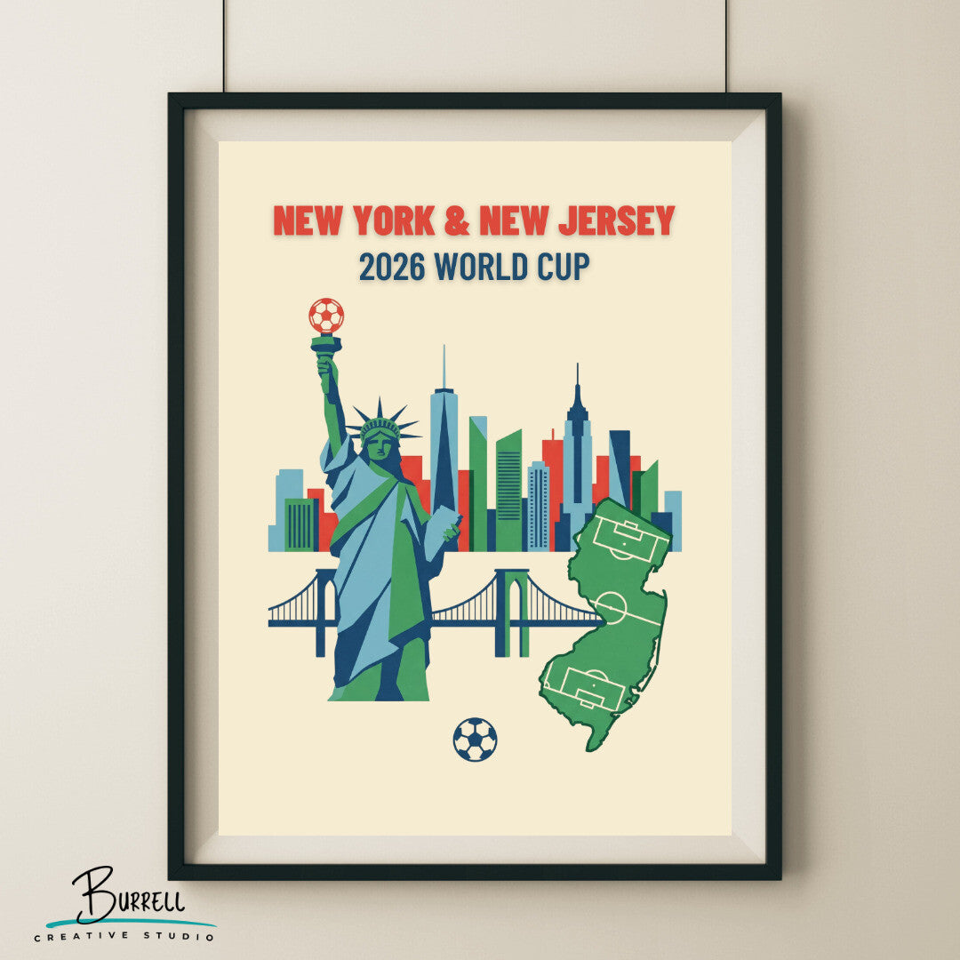 East Rutherford United States 2026 World Cup Minimalist Football Posters & Wall Art Poster Print