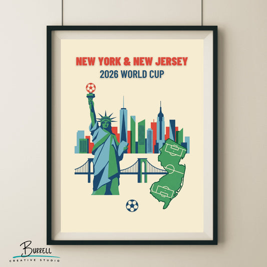 East Rutherford United States 2026 World Cup Minimalist Football Posters & Wall Art Poster Print