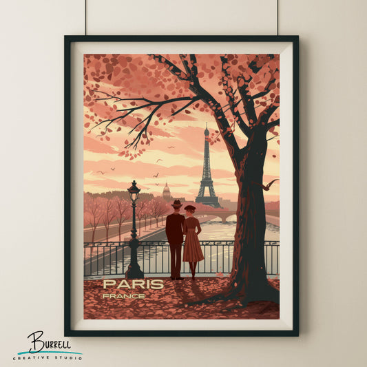 Paris France Scenery Travel Poster & Wall Art Poster Print