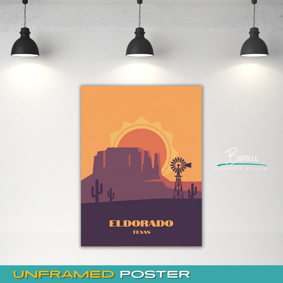 Eldorado Texas Scenic Sunset Travel Posters & Wall Art Poster Print