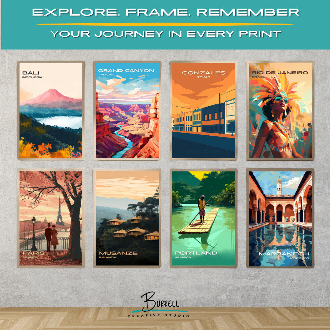 Gonzales Texas Main Street Travel Poster & Wall Art Poster Print