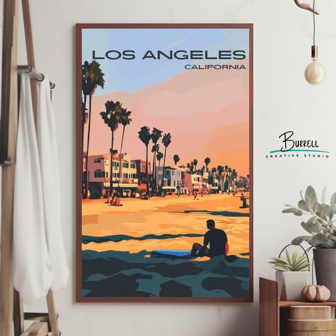 Los Angeles California Venice Beach Travel Poster & Wall Art Poster Print