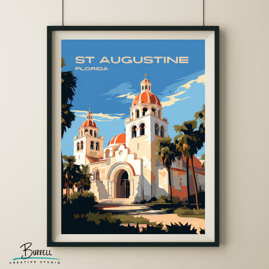 St Augustine Florida Cathedral Basilica Travel Poster & Wall Art Poster Print