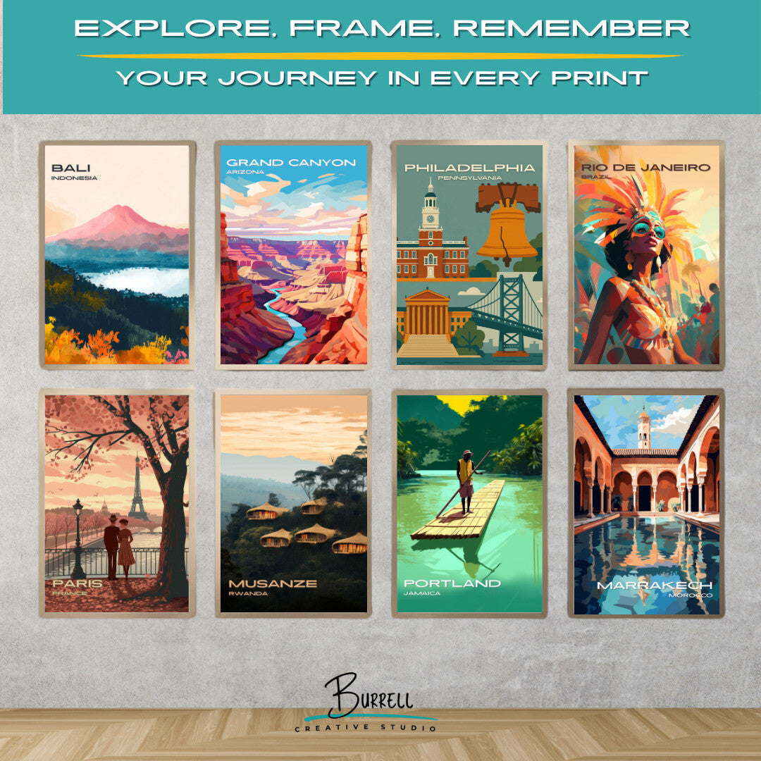 Philadelphia Pennsylvania Unique Attractions Travel Poster & Wall Art Poster Print