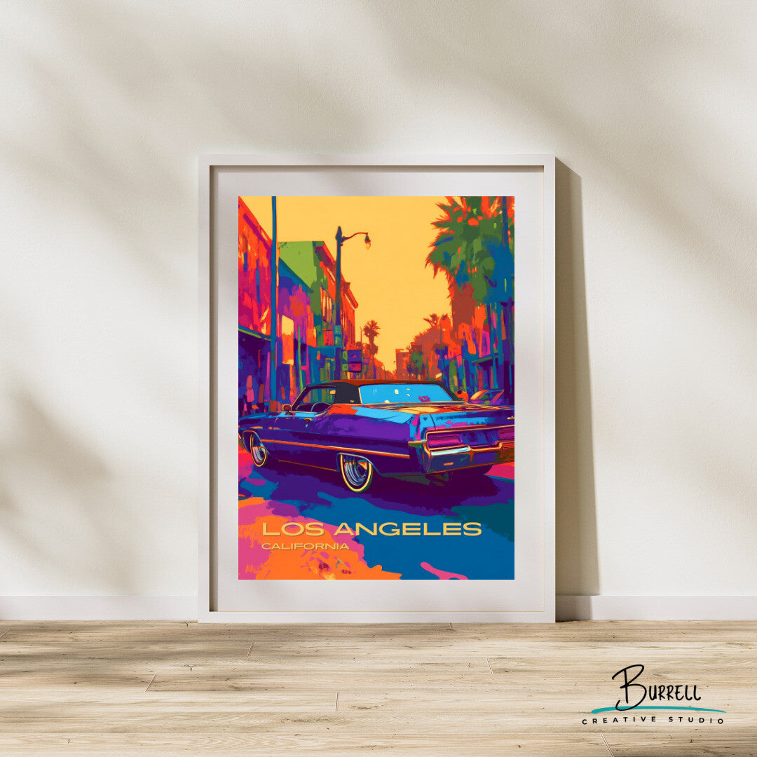 Los Angeles California Car Culture Travel Poster & Wall Art Poster Print