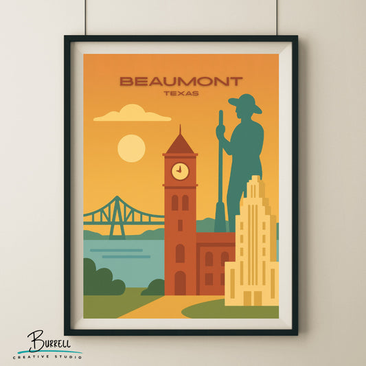 Beaumont Texas Unique Attractions Travel Poster & Wall Art Poster Print