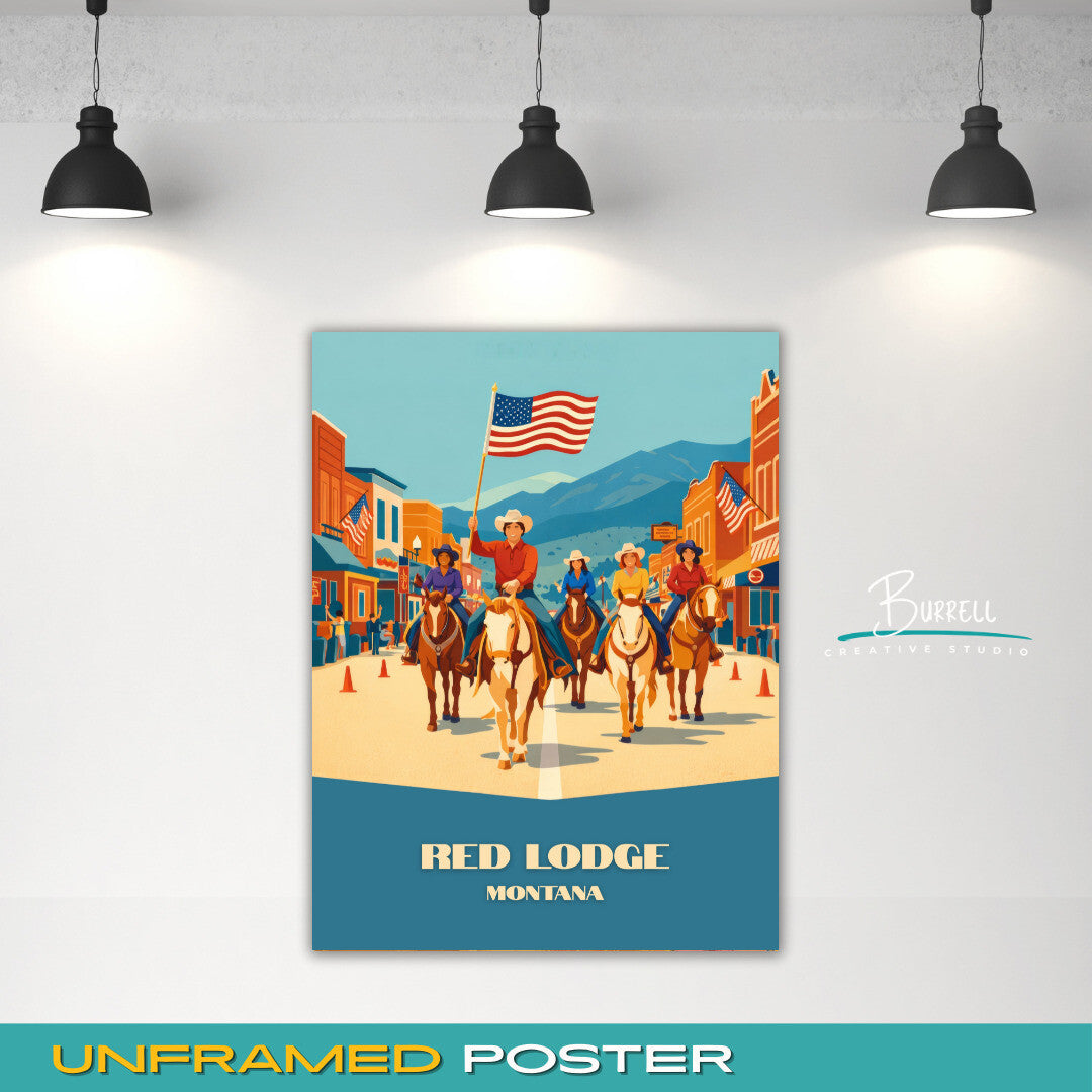 Red Lodge Montana Rodeo Parade Travel Posters & Wall Art Poster Print