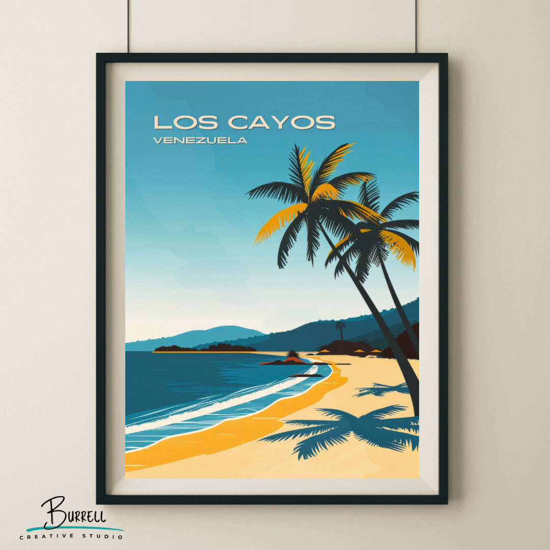 Los Cayos Venezuela Beach Travel Poster & Wall Art Poster Print