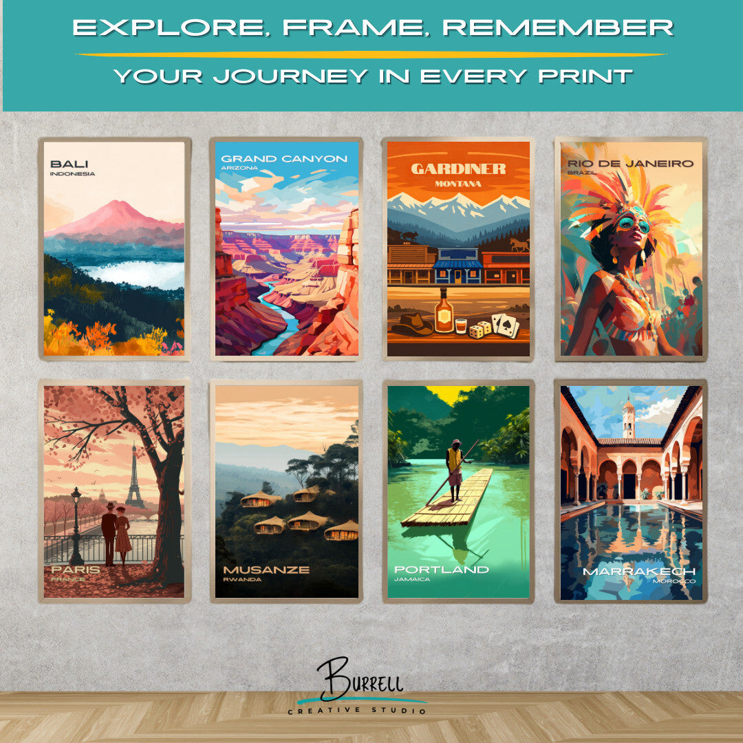 Gardiner Montana Historic Saloon Stops Travel Posters & Wall Art Poster Print