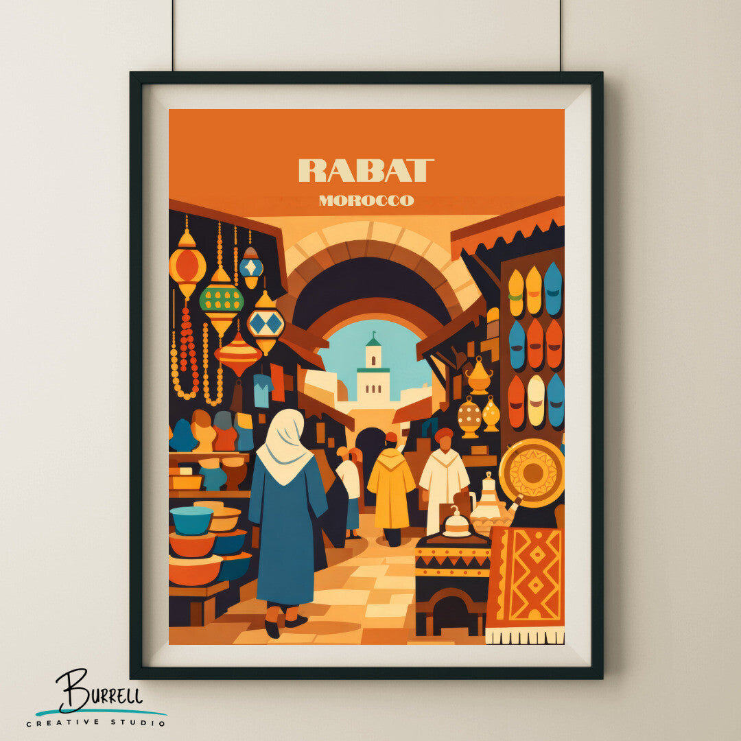 Rabat Morocco Souk Essabat Travel Poster & Wall Art Poster Print