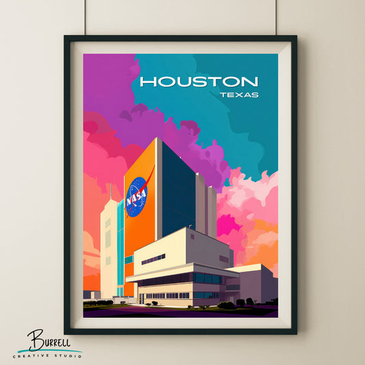 Houston Texas Nasa - Johnson Space Center Travel Poster & Wall Art Poster Print