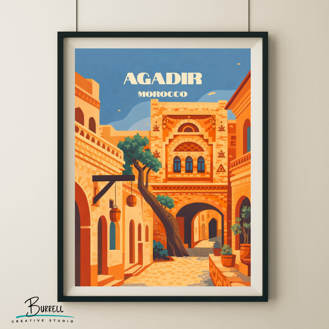 Agadir Morocco Architecture Travel Poster & Wall Art Poster Print
