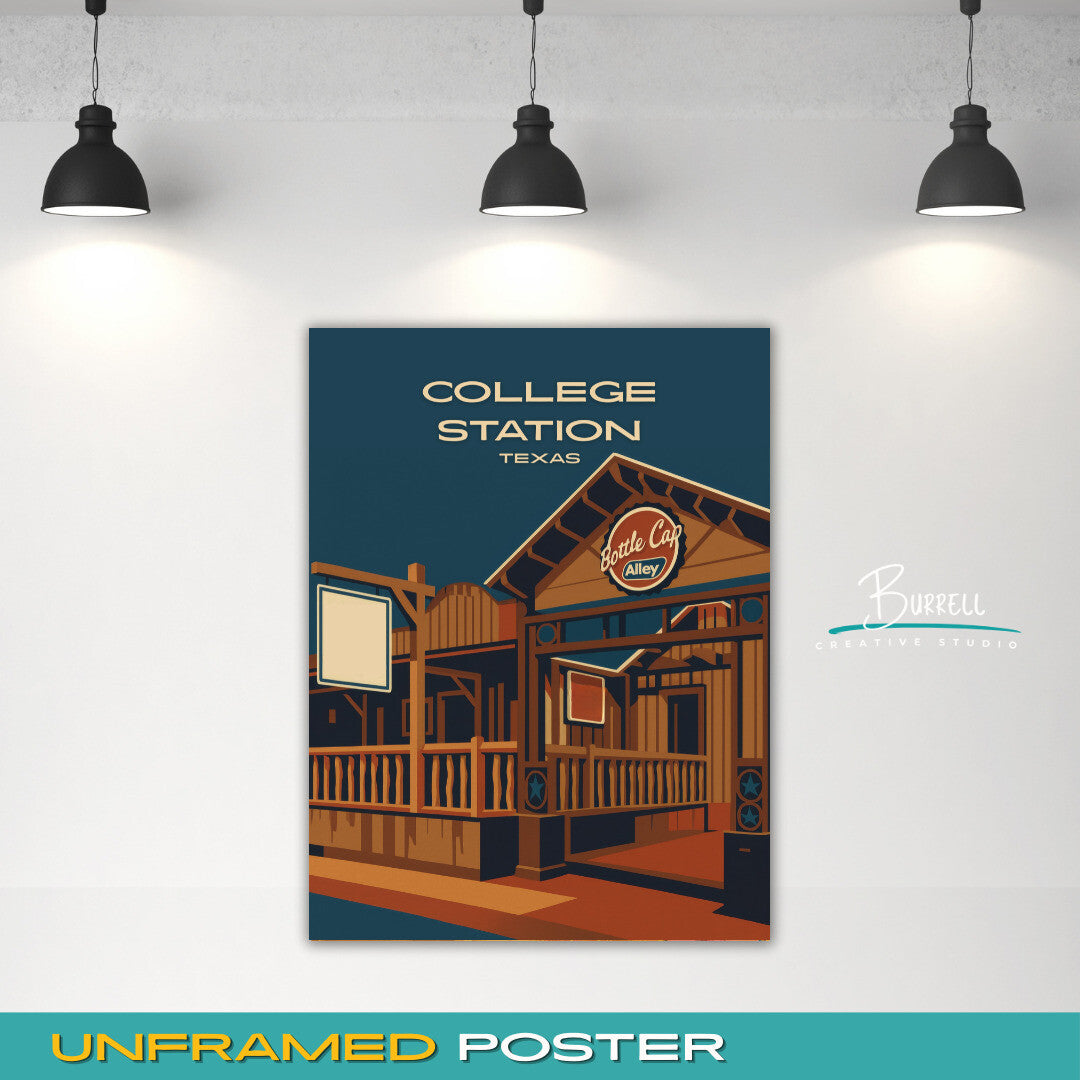 College Station Texas Dixie Chicken Travel Poster & Wall Art Poster Print