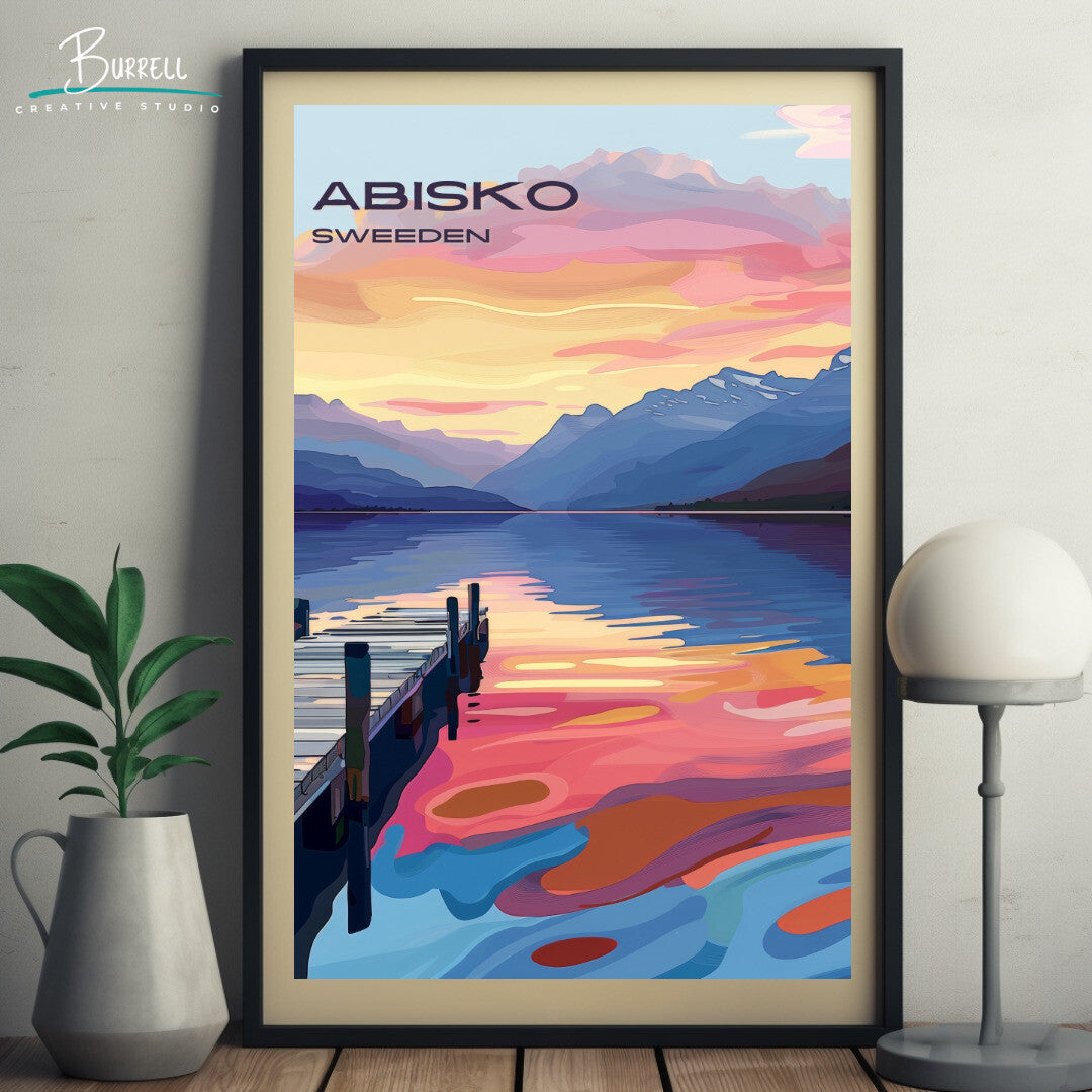 Abisko Sweden Lake Tornetrask Travel Poster & Wall Art Poster Print