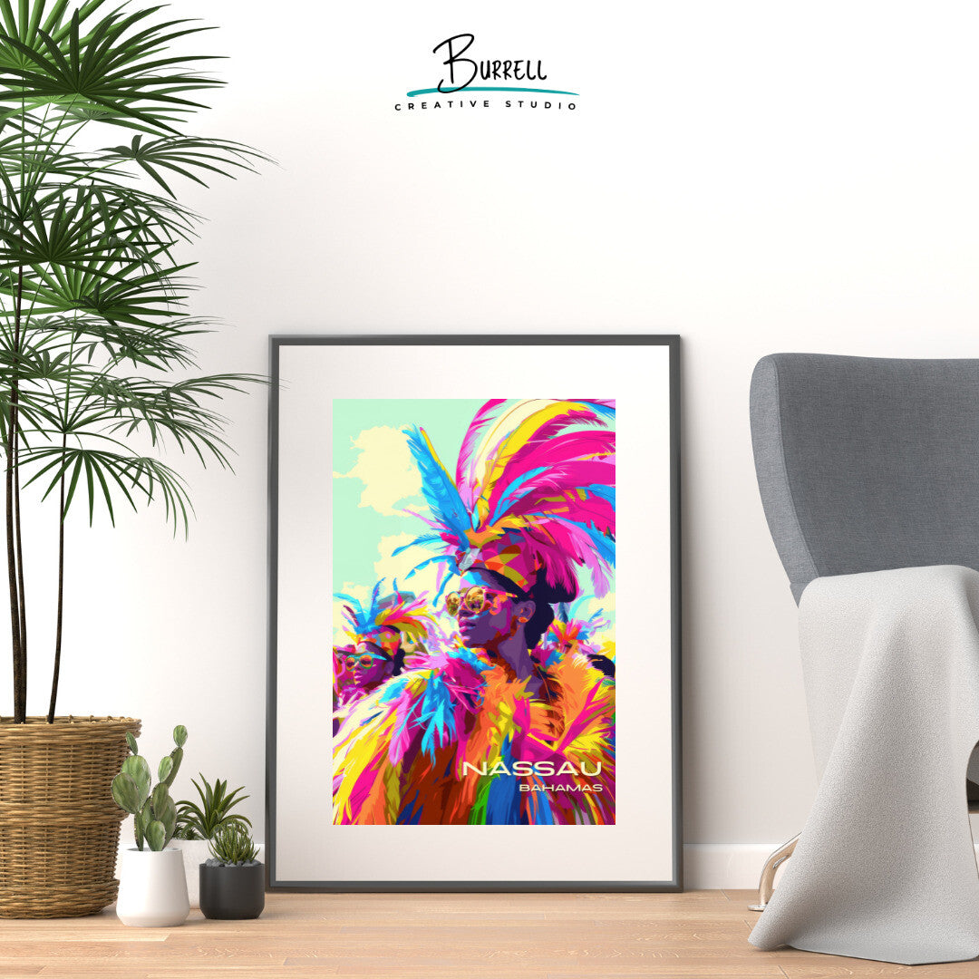 Nassau Bahamas Carnival Travel Poster & Wall Art Poster Print