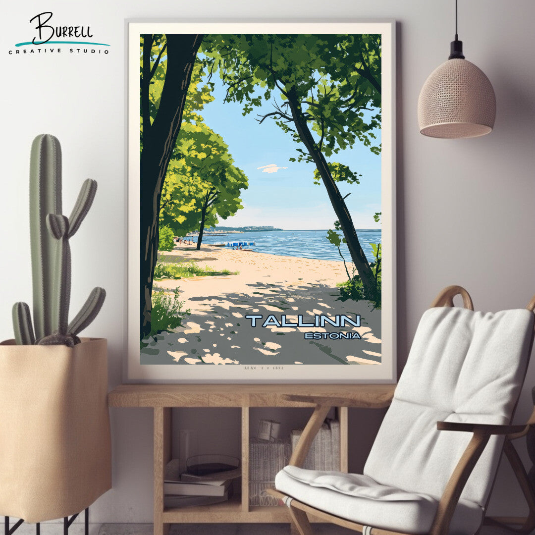 Tallinn Estonia Pirita Beach Travel Poster & Wall Art Poster Print