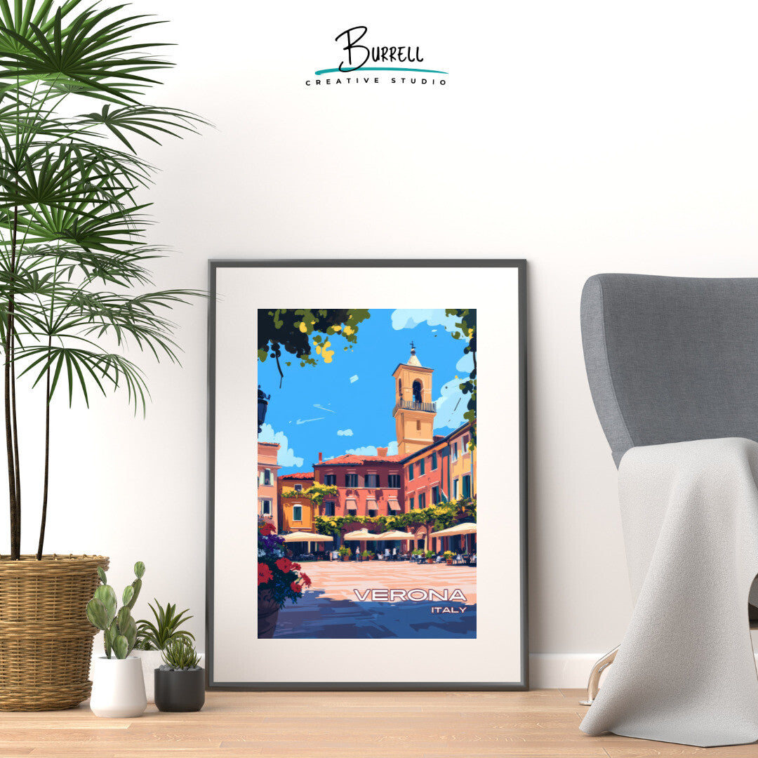 Verona Italy Architecture Travel Poster & Wall Art Poster Print