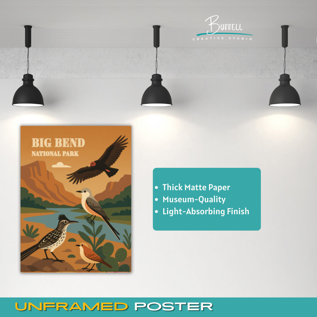 Big Bend National Park Texas Bird Wildlife Travel Posters & Wall Art Poster Print
