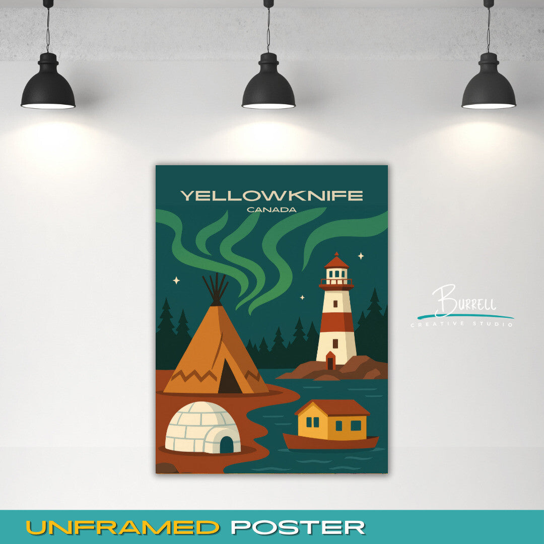 Yellowknife Canada Unique Attractions Travel Poster & Wall Art Poster Print