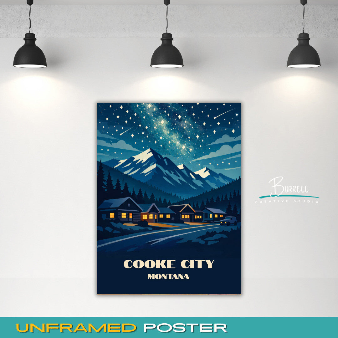 Cooke City Montana Night Sky Travel Posters & Wall Art Poster Print