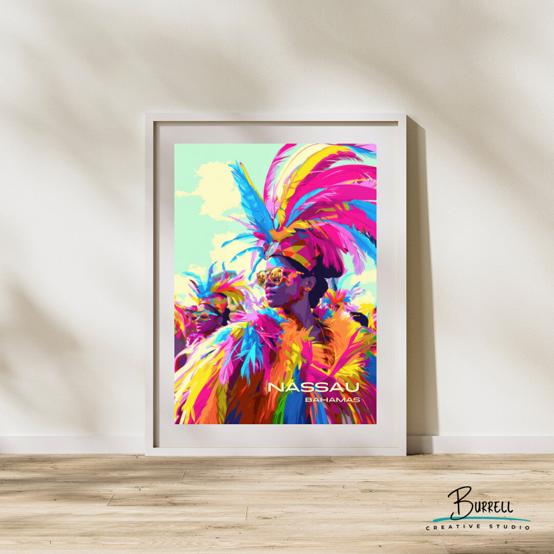 Nassau Bahamas Carnival Travel Poster & Wall Art Poster Print