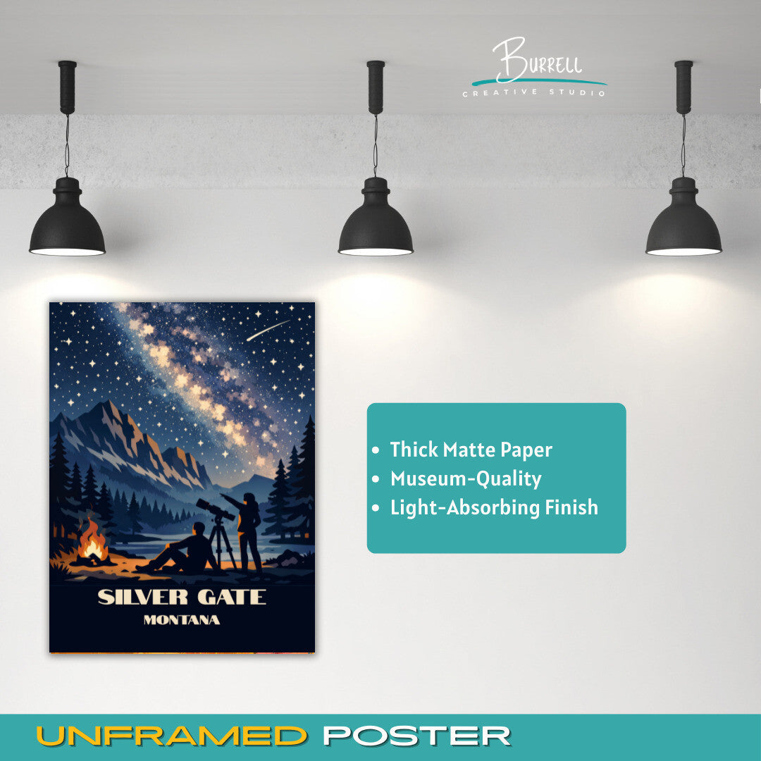 Silver Gate Montana Star Gazing Travel Posters & Wall Art Poster Print