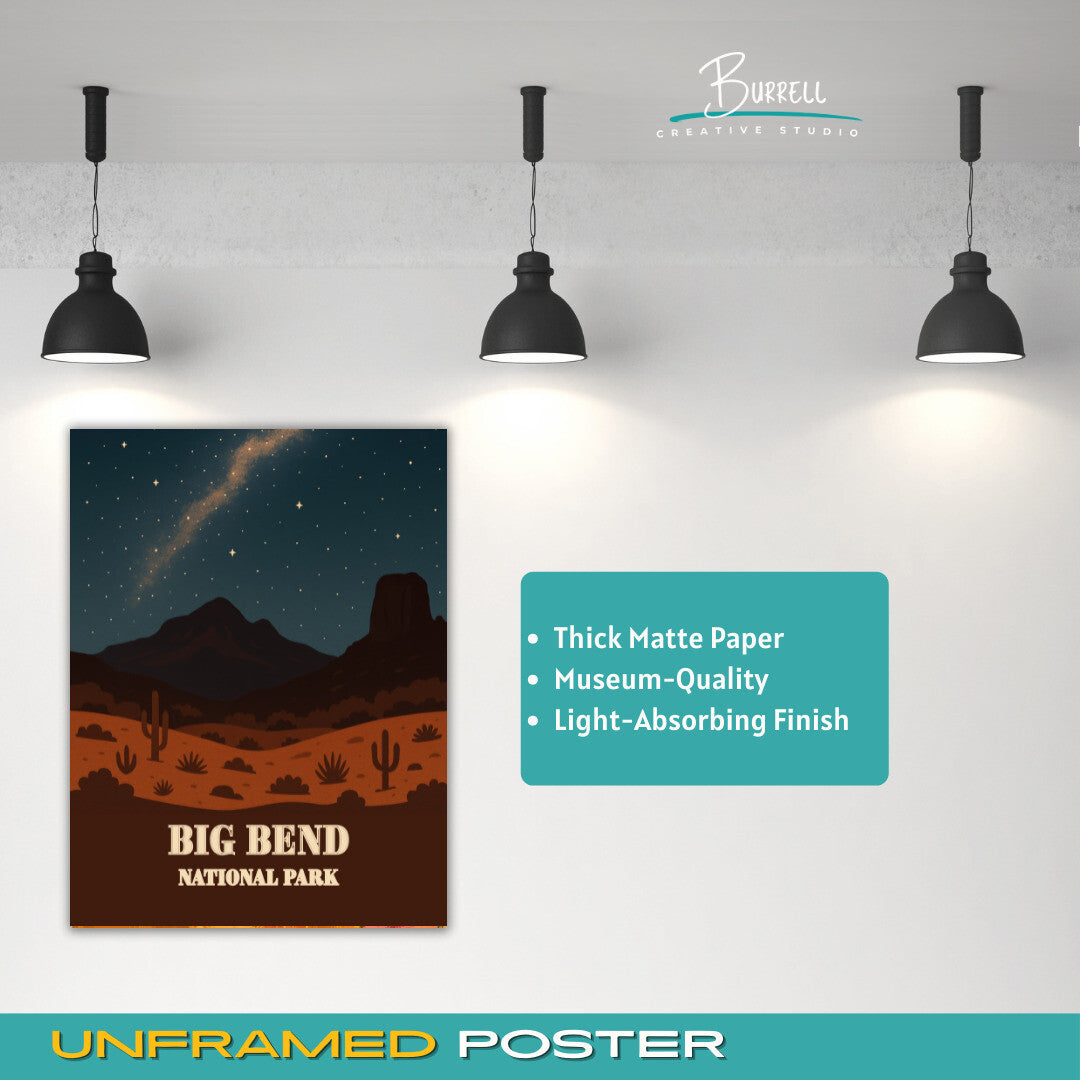 Big Bend National Park Texas Night Sky Travel Posters & Wall Art Poster Print