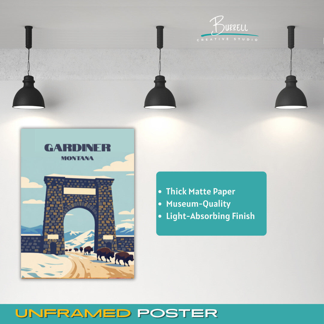 Gardiner Montana Yellowstone North Entrance Travel Posters & Wall Art Poster Print