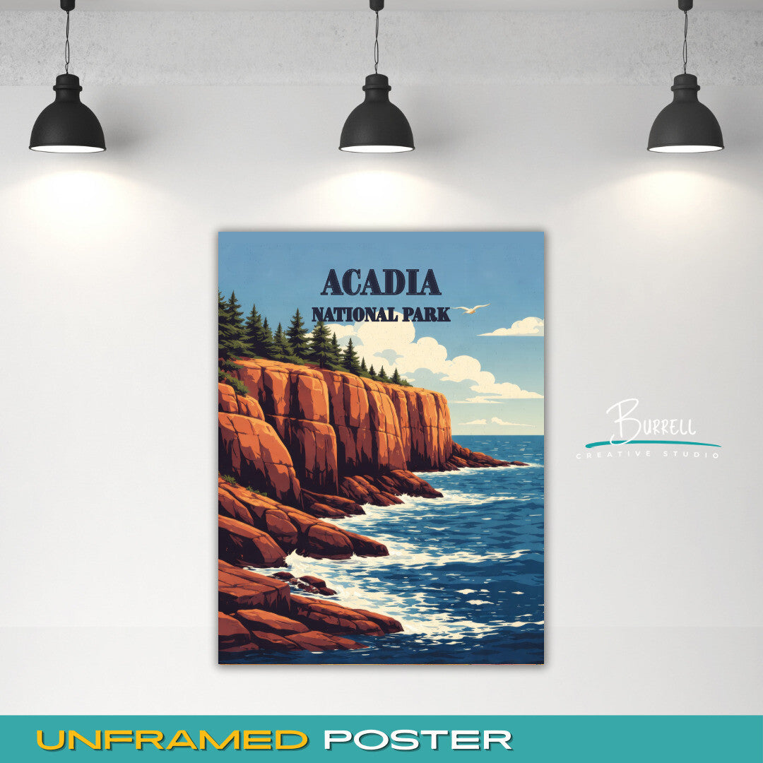 Acadia National Park Maine Otter Cliffs Travel Posters & Wall Art Poster Print