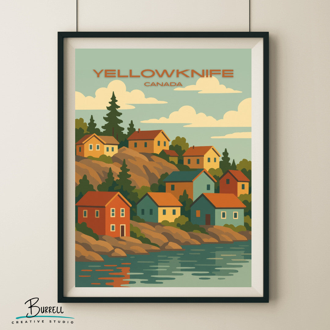 Yellowknife Canada Old Town Travel Poster & Wall Art Poster Print