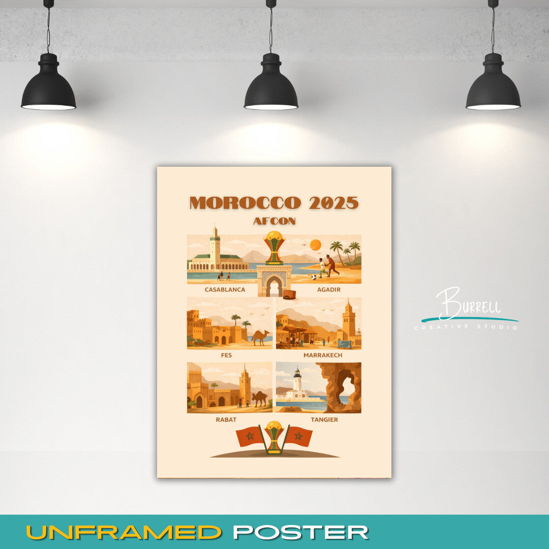 Tangier Morocco Africa Cup Of Nations Host Country Football Poster & Wall Art Poster Print