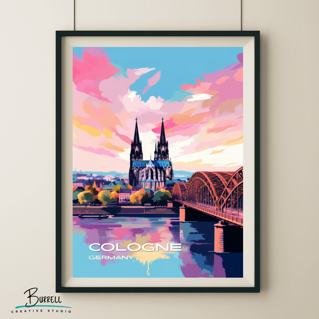 Cologne Germany Cathedral Travel Poster & Wall Art Poster Print