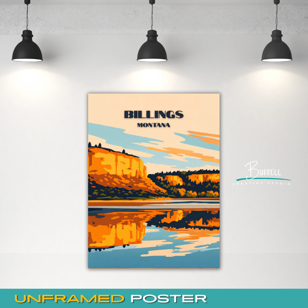Billings Montana Rimrocks Travel Posters & Wall Art Poster Print