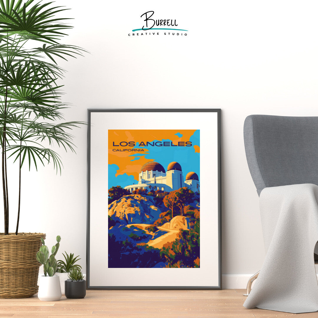 Los Angeles California Griffith Observatory Travel Poster & Wall Art Poster Print