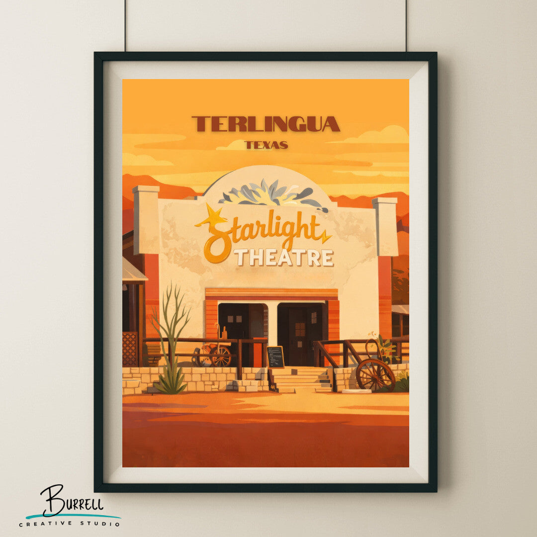 Terlingua Texas Starlight Theatre Restaurant Travel Poster & Wall Art Poster Print