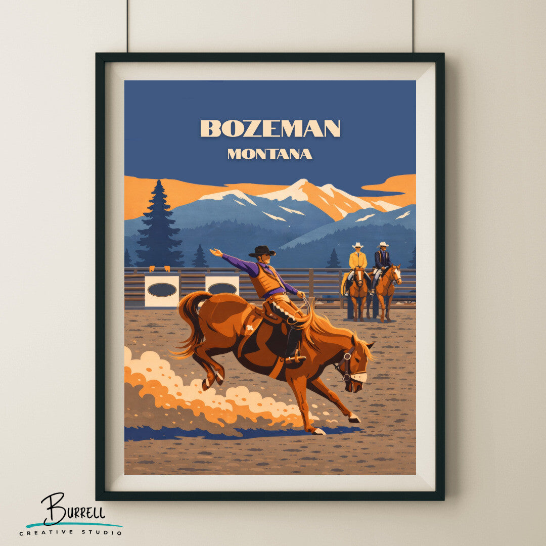 Bozeman Montana Stampede Rodeo Travel Posters & Wall Art Poster Print