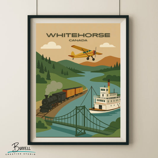 Whitehorse Canada Unique Attractions Travel Poster & Wall Art Poster Print