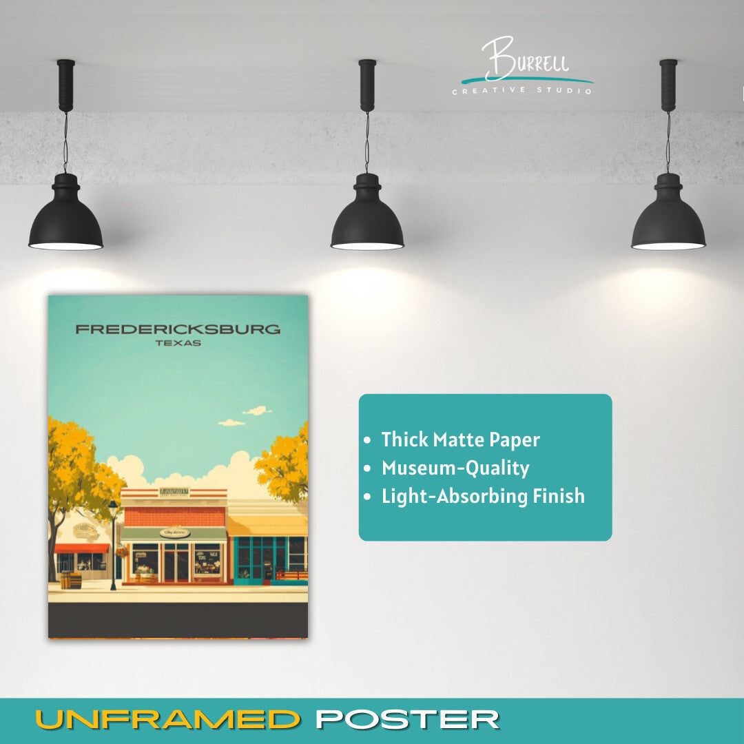 Fredericksburg Texas Historic Charm Travel Poster & Wall Art Poster Print