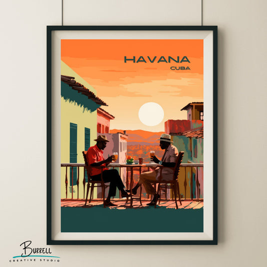 Havana Cuba Serene Sunset Travel Poster & Wall Art Poster Print