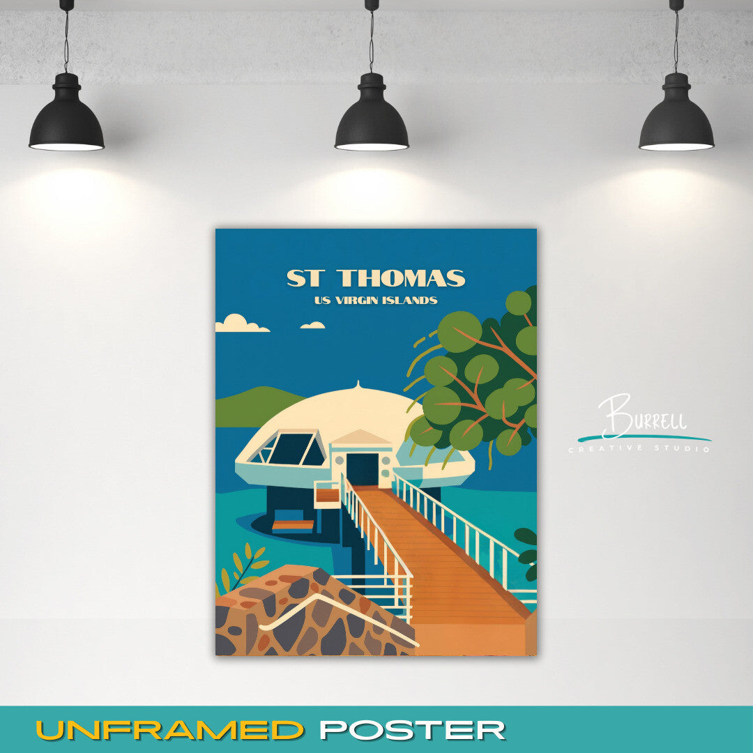 St Thomas US Virgin Islands Coral World Ocean Park Travel Poster & Wall Art Poster Print