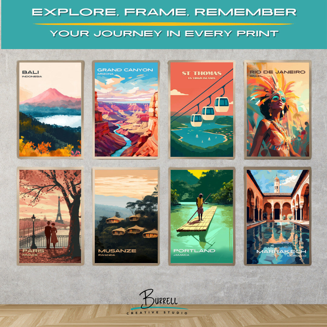 St Thomas US Virgin Islands Paradise Point Sunset Travel Poster & Wall Art Poster Print