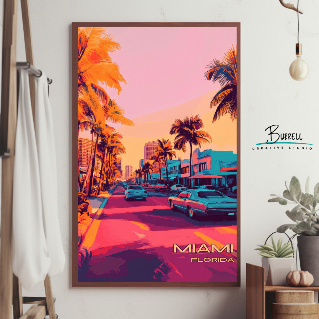 Miami Florida Scenery Travel Poster & Wall Art Poster Print