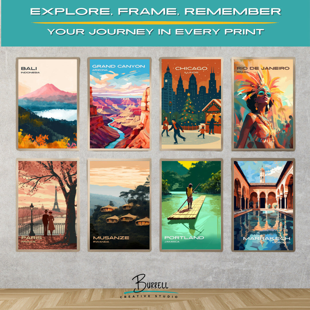 Chicago Illinois Christmas Holidays Travel Poster & Wall Art Poster Print