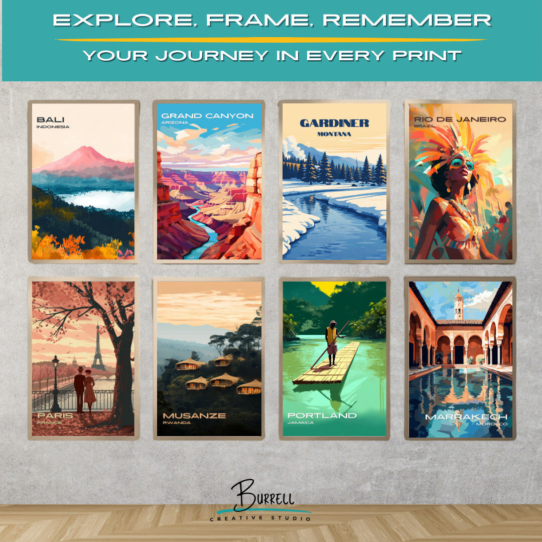 Gardiner Montana Winter Scenery Travel Posters & Wall Art Poster Print